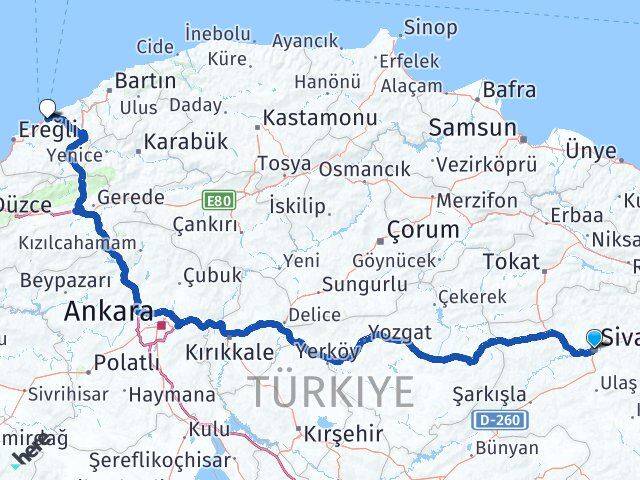 Sivas Kozlu Zonguldak Arası Kaç Km - Yol Haritası