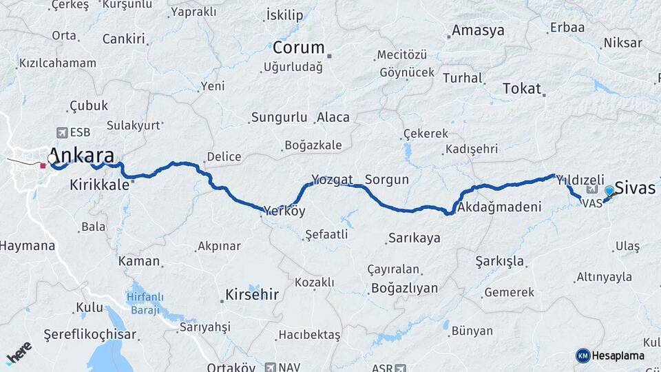 Sivas Mamak Arası Kaç Km - Yol Tarifi