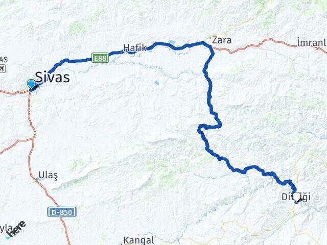 Sivas Otogarı Divriği Arası Kaç Km - Yol Tarifi