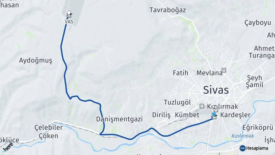 Sivas Otogarı Nuri Demirağ Havalimanı Arası Kaç Km - Yol Tarifi