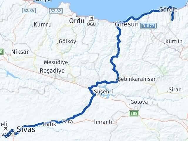 Sivas Şalpazarı Trabzon Arası Kaç Km - Yol Haritası