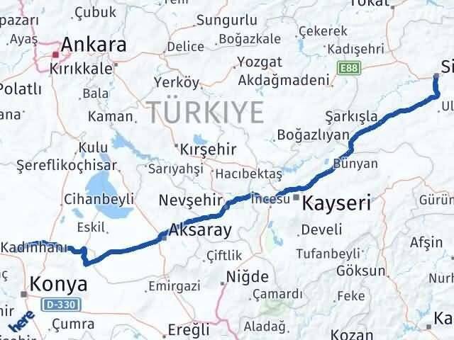 Sivas Sarayönü Konya Arası Kaç Km - Yol Haritası