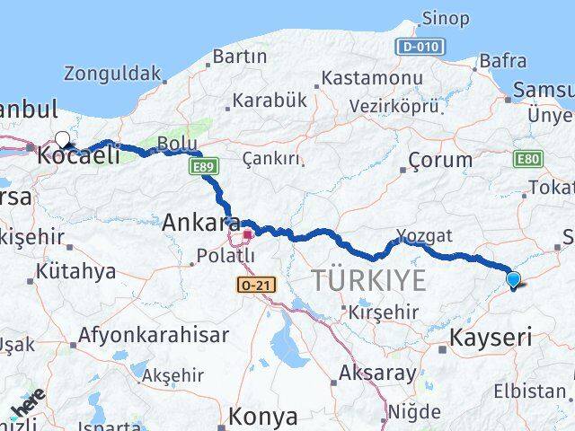 Sivas Şarkışla Sakarya Arası Kaç Km - Yol Haritası