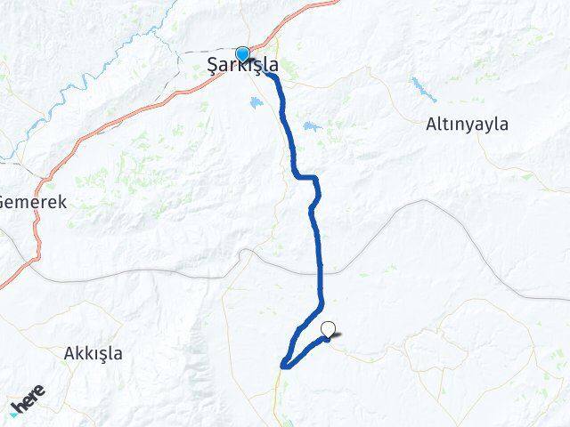 Sivas Şarkışla Yahyabey Pınarbaşı Kayseri Arası Kaç Km - Yol Haritası
