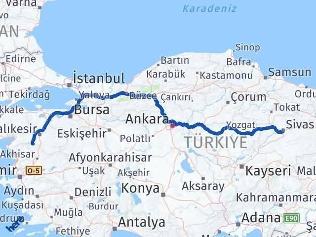 Sivas Savaştepe Balıkesir Arası Kaç Km - Yol Haritası