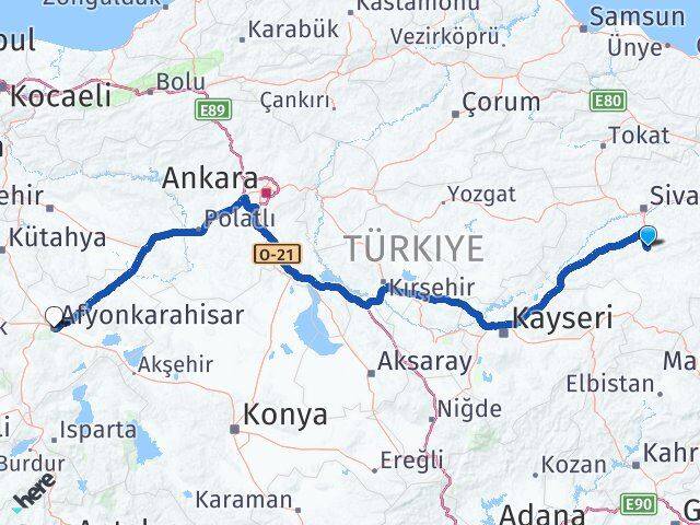 Ulaş Afyonkarahisar Arası Kaç Km - Yol Tarifi
