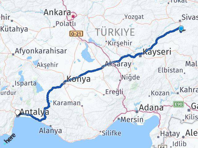 Ulaş Antalya Arası Kaç Km - Yol Tarifi