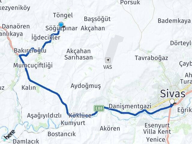 Söğütpınar Sivas Otogarı Arası Kaç Km - Yol Tarifi