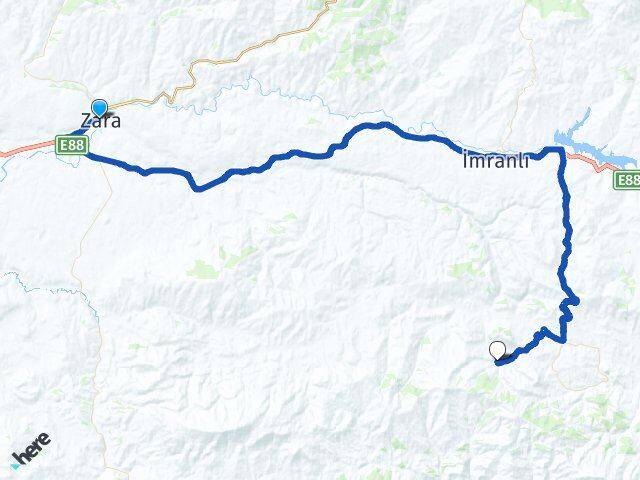 Sivas Zara Karacaören İmranlı Arası Kaç Km - Yol Haritası