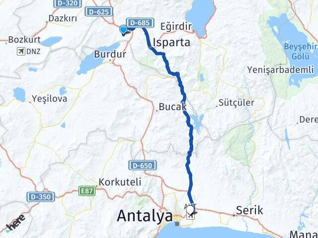 Süleyman Demirel Havalimanı Antalya Havalimanı Arası Kaç Km - Yol Tarifi