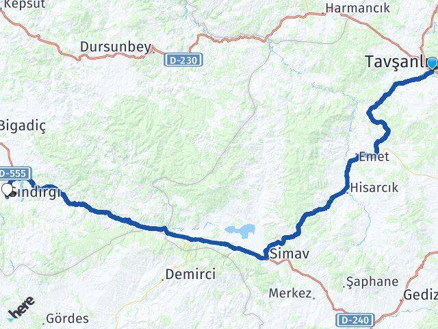 Tavşanlı Otogarı Sındırgı Arası Kaç Km - Yol Tarifi