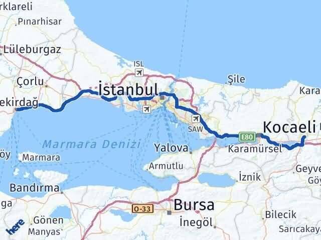 Tekirdağ Adapazarı Sakarya Arası Kaç Km - Yol Haritası