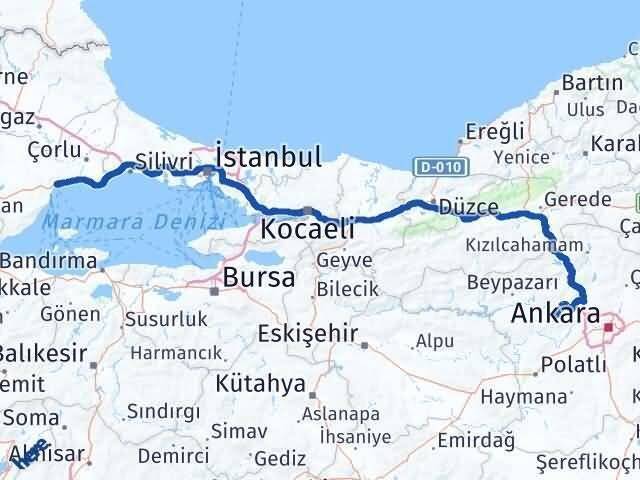 Tekirdağ Ayaş Ankara Arası Kaç Km - Yol Haritası