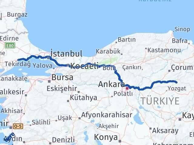 Tekirdağ Aydıncık Yozgat Arası Kaç Km - Yol Haritası