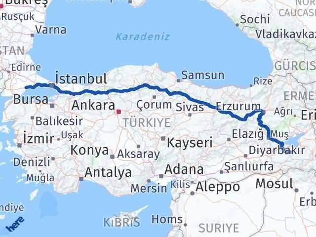 Tekirdağ Bahçesaray Van Arası Kaç Km - Yol Haritası