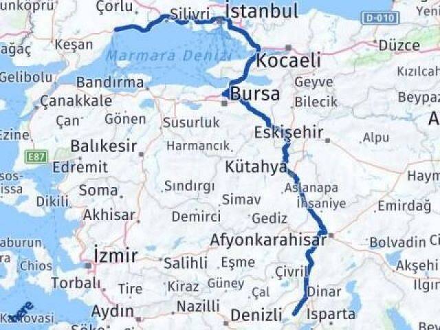 Tekirdağ Başmakçı Afyonkarahisar Arası Kaç Km - Yol Haritası