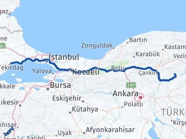 Tekirdağ Bayat Çorum Arası Kaç Km - Yol Haritası