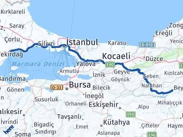 Tekirdağ Beypazarı Ankara Arası Kaç Km - Yol Haritası