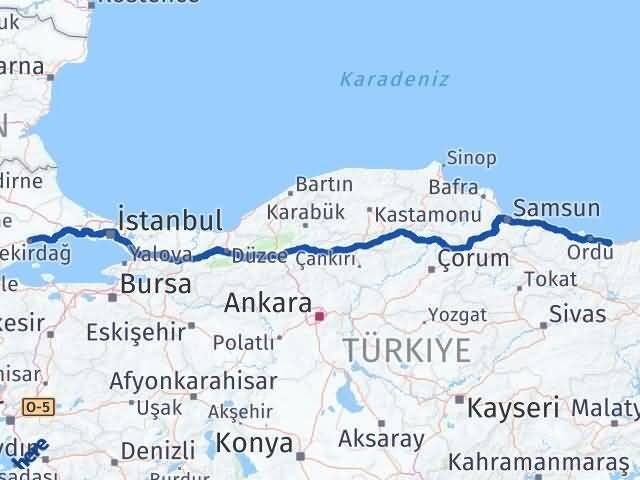 Tekirdağ Bulancak Giresun Arası Kaç Km - Yol Haritası