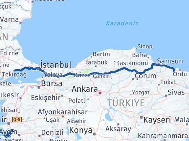 Tekirdağ Çamaş Ordu Arası Kaç Km - Yol Haritası