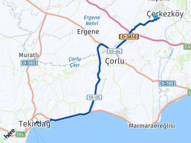 Kızılpınar Tekirdağ Arası Kaç Km - Yol Tarifi