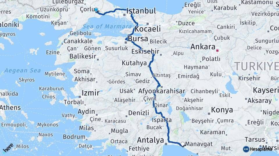 Havuzlar Side Arası Kaç Km - Yol Tarifi