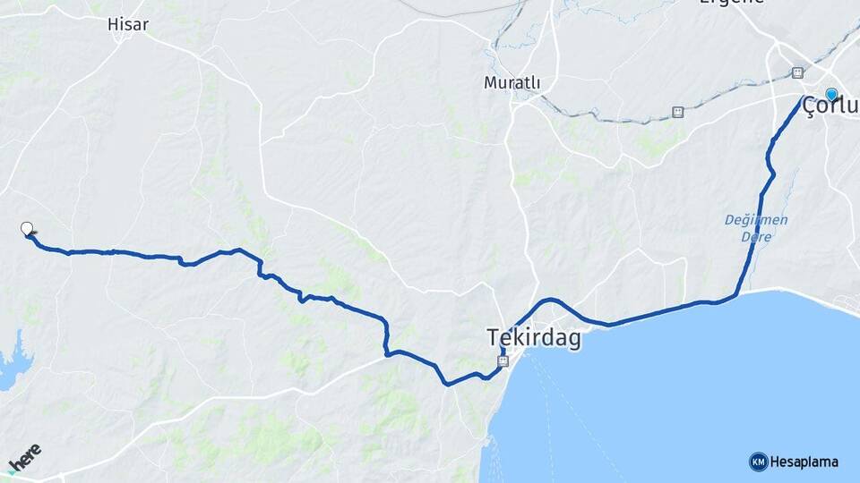 Tekirdağ Çorlu Şalgamlı Hayrabolu Arası Kaç Km - Yol Haritası