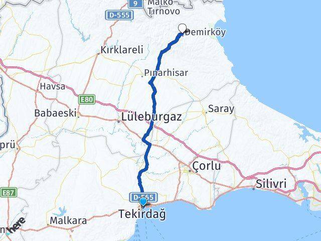 Tekirdağ Demirköy Arası Kaç Km - Yol Tarifi
