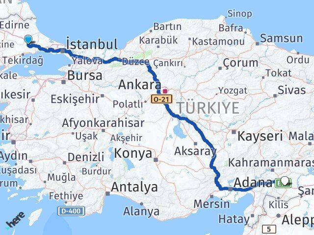 Tekirdağ Ergene Gaziantep Arası Kaç Km - Yol Haritası