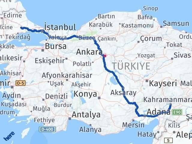 Tekirdağ Ergene Kahramanmaraş Arası Kaç Km - Yol Haritası