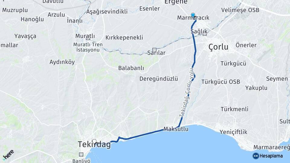 Marmaracık Tekirdağ Arası Kaç Km - Yol Tarifi