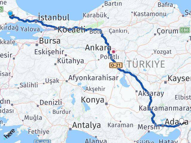 Tekirdağ Ergene Osmaniye Arası Kaç Km - Yol Haritası