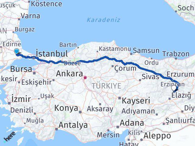 Tekirdağ Ergene Tunceli Arası Kaç Km - Yol Haritası