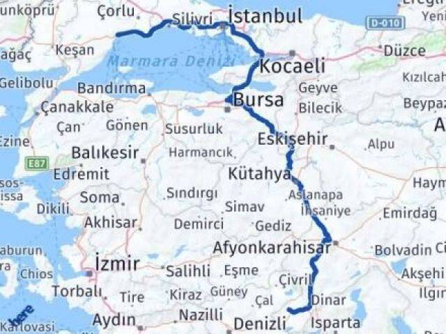 Tekirdağ Evciler Afyonkarahisar Arası Kaç Km - Yol Haritası