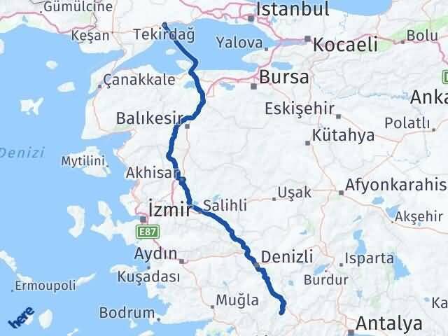 Tekirdağ Gölhisar Burdur Arası Kaç Km - Yol Haritası
