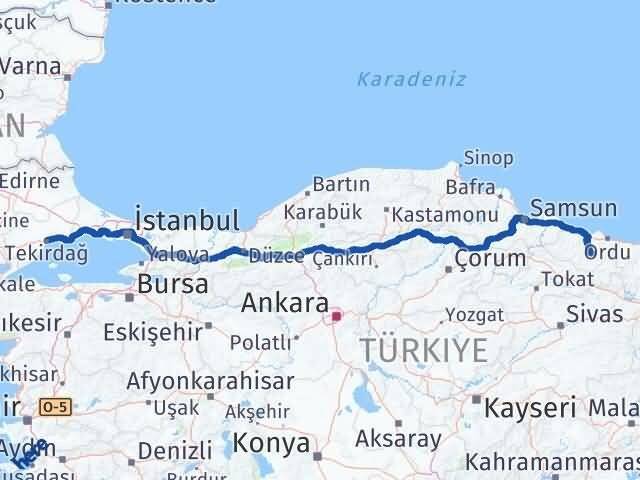 Tekirdağ Gürgentepe Ordu Arası Kaç Km - Yol Haritası