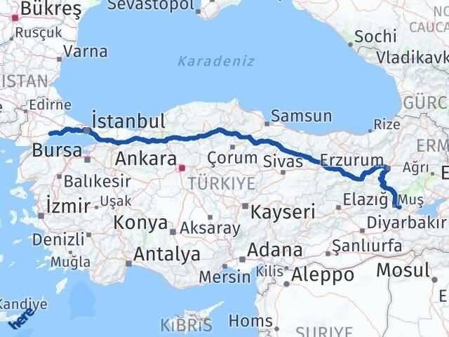 Tekirdağ Hasköy Muş Arası Kaç Km - Yol Haritası