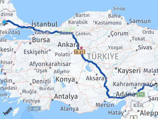 Tekirdağ Hayrabolu Adıyaman Arası Kaç Km - Yol Haritası