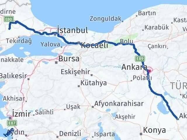 Tekirdağ Hayrabolu Aksaray Arası Kaç Km - Yol Haritası