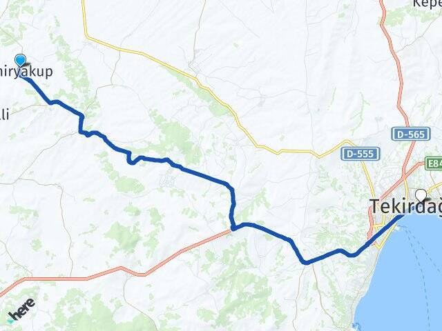 Emiryakup Tekirdağ Otogarı Arası Kaç Km - Yol Tarifi