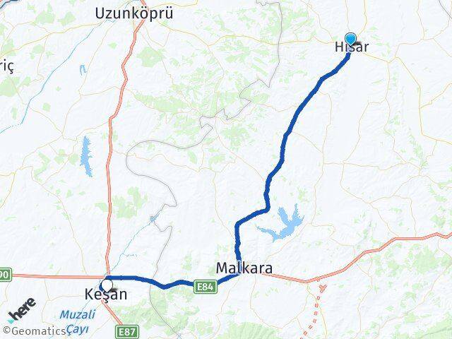 Tekirdağ Hayrabolu Keşan Edirne Arası Kaç Km - Yol Haritası