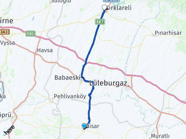 Tekirdağ Hayrabolu Kırklareli Arası Kaç Km - Yol Haritası