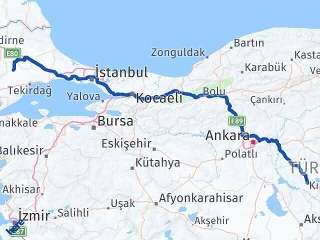 Tekirdağ Hayrabolu Kırşehir Arası Kaç Km - Yol Haritası