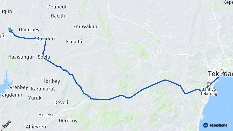 Şalgamlı Tekirdağ Arası Kaç Km - Yol Tarifi