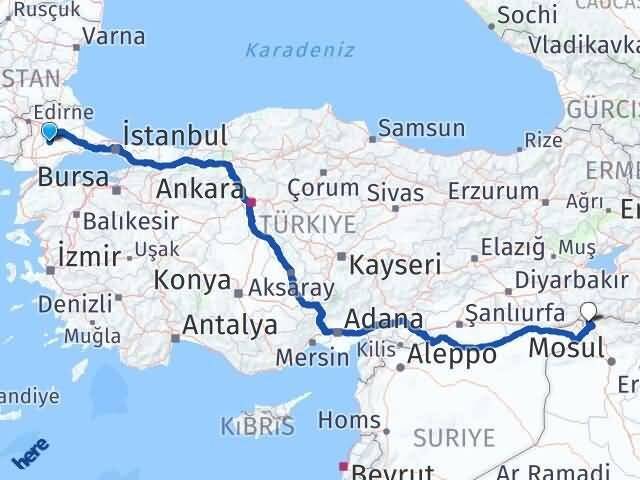 Tekirdağ Hayrabolu Silopi Şırnak Arası Kaç Km - Yol Haritası