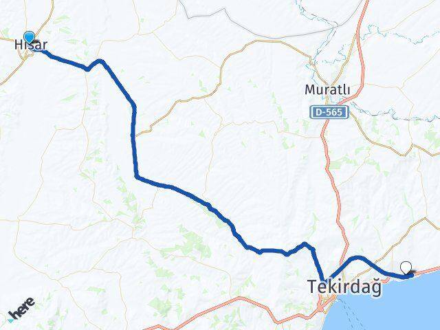 Tekirdağ Hayrabolu Namık Kemal Süleymanpaşa Arası Kaç Km - Yol Haritası
