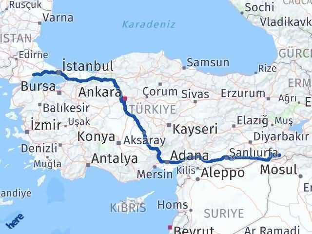 Tekirdağ İdil Şırnak Arası Kaç Km - Yol Haritası