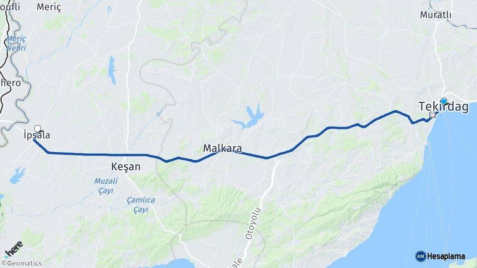 Tekirdağ İpsala Edirne Arası Kaç Km - Yol Haritası