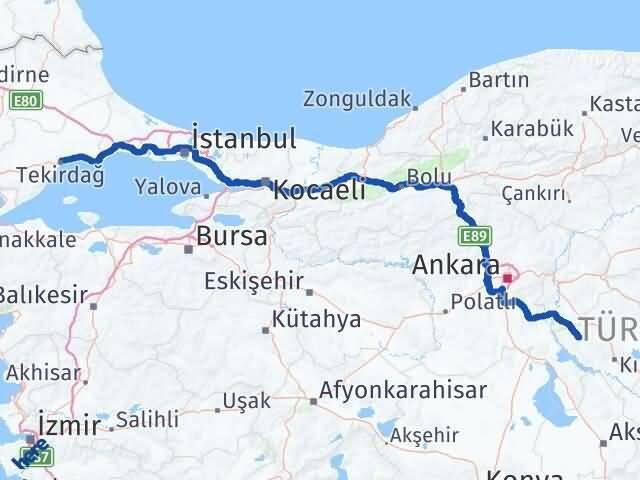 Tekirdağ Kaman Kırşehir Arası Kaç Km - Yol Haritası
