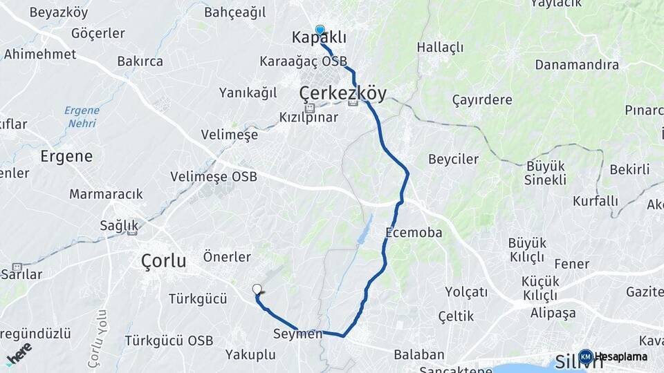 Kapaklı Çorlu Havalimanı Arası Kaç Km - Yol Tarifi